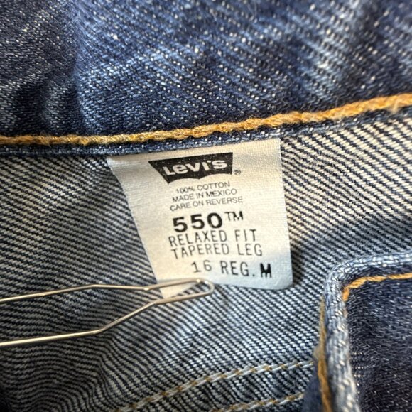 Levis 550 Jeans Womens SZ 16 Blue Relaxed Fit Tapered Leg Mom Style 100% Cotton - Picture 6 of 11